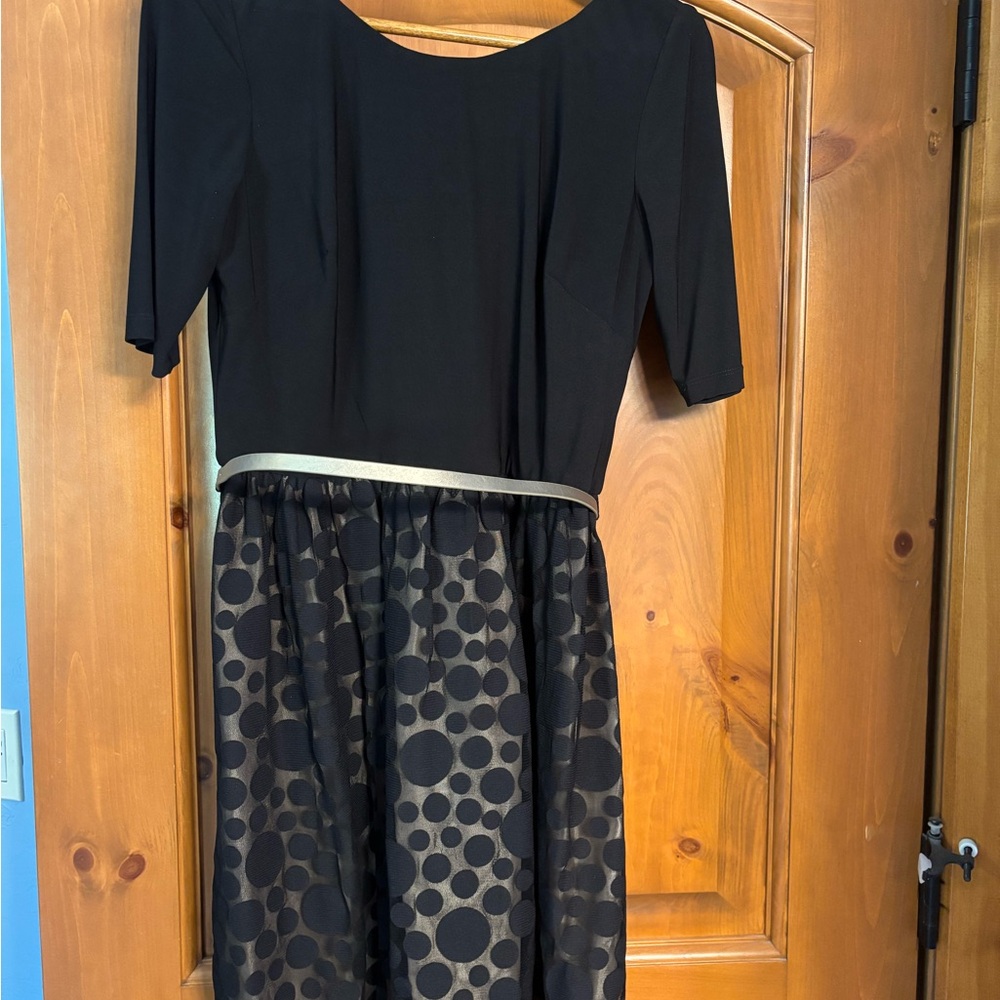 Eliza J Black Fit and Flare Mini Dress Scoop Neck Short Sleeve